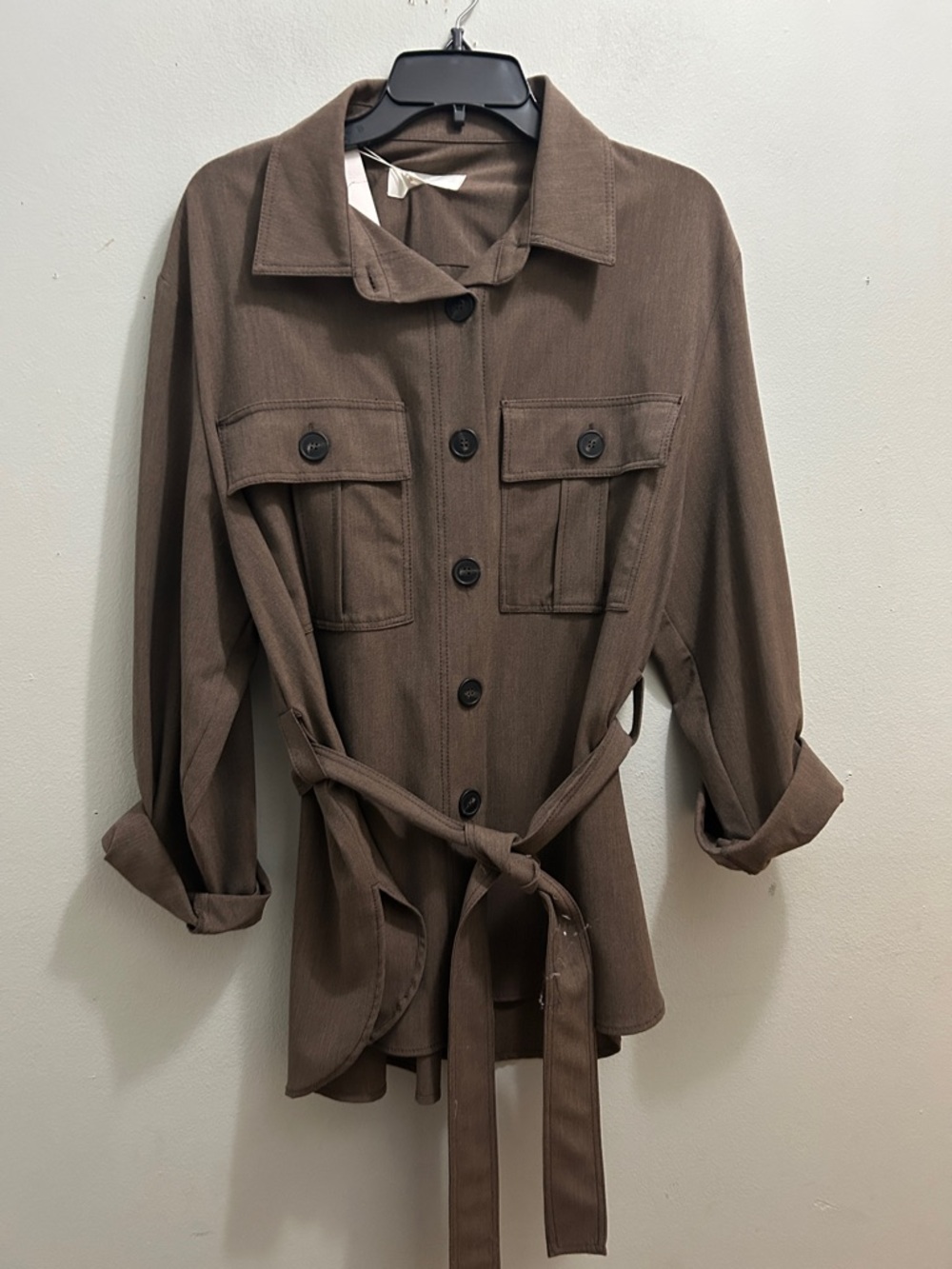 Zara Brown Belted Utility Shirt Jacket - Picture 2 of 8